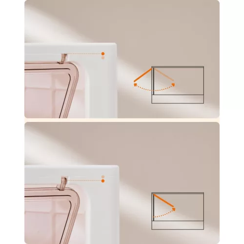 Macskaalom doboz, kihúzható tálca, rózsaszín és fehér 54x42x38cm