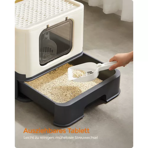 Feandrea Zárt Macskaalom Doboz, Macskatoalett Ház, Kivehető Tálca, Lapát, Kefe, Nagy