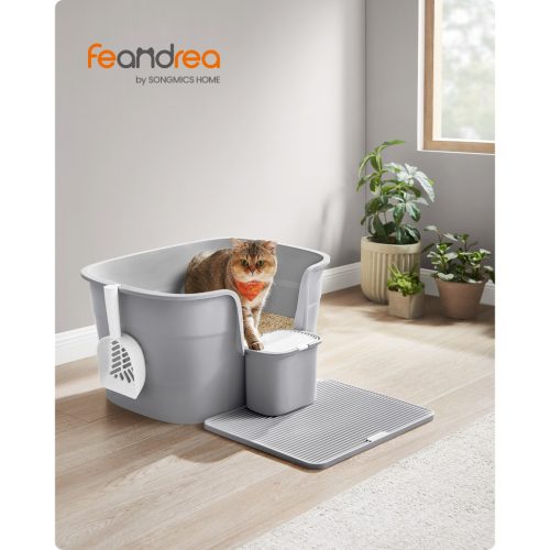 Macskaalom doboz, magas oldalfallal, szürke 54x42x38cm