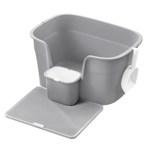 Macskaalom doboz, magas oldalfallal, szürke 54x42x38cm