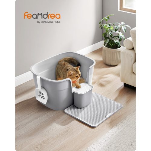 Macskaalom doboz, magas oldalfallal, szürke 54x42x38cm