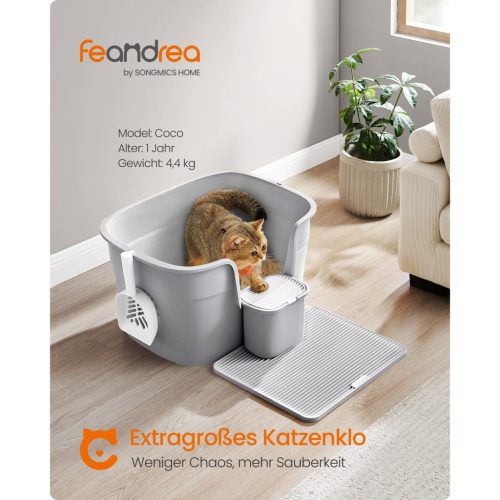 Macskaalom doboz, magas oldalfallal, szürke 54x42x38cm