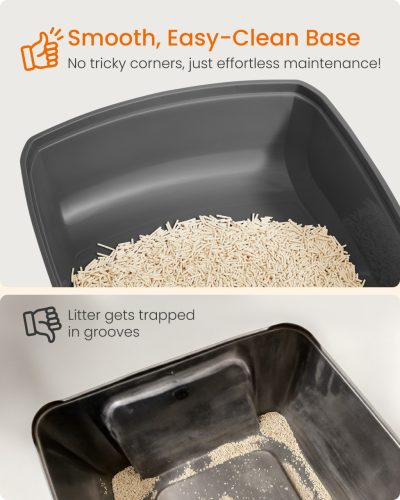 Macskaalom doboz, magas oldalfallal, nyitott, szürke 54x42x38cm