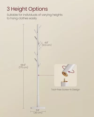 Álló ruhafogas fa 8 akasztóval, cappuccino bézs