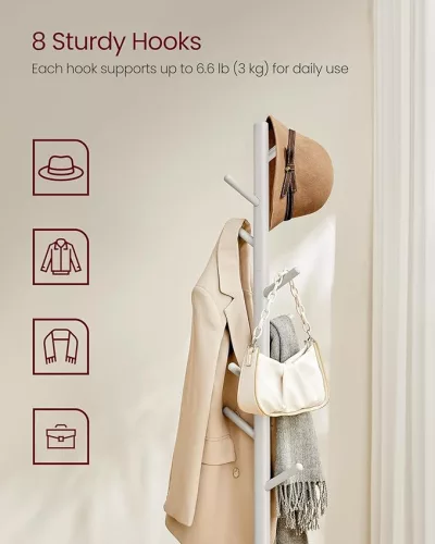 Álló ruhafogas fa 8 akasztóval, cappuccino bézs
