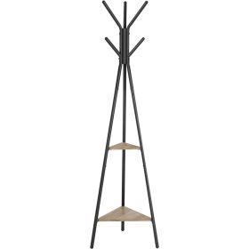 VASAGLE Ruhatartó állvány, Kabátfa, Álló fogas, Ipari stílusban, 2 polccal, Ruhákhoz,