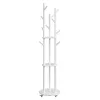 Álló ruhafogas 11 akasztóval, 3 polccal, fehér, 4 levehető kerékkel