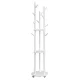 Álló ruhafogas 11 akasztóval, 3 polccal, fehér, 4 levehető kerékkel