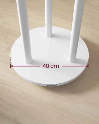 Álló ruhafogas 11 akasztóval, 3 polccal, fehér, 4 levehető kerékkel