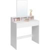 Fésülködőasztal, sminkasztal tükörrel fiókokkal, fehér 80x40x140cm