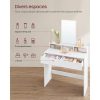 Fésülködőasztal, sminkasztal tükörrel fiókokkal, fehér 80x40x140cm