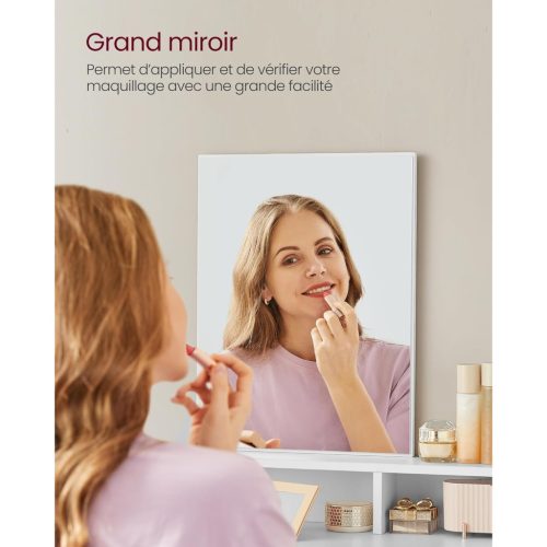 Fésülködőasztal, sminkasztal tükörrel fiókokkal, fehér 80x40x140cm