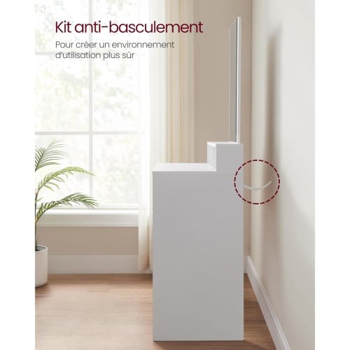 Fésülködőasztal, sminkasztal tükörrel fiókokkal, fehér 80x40x140cm