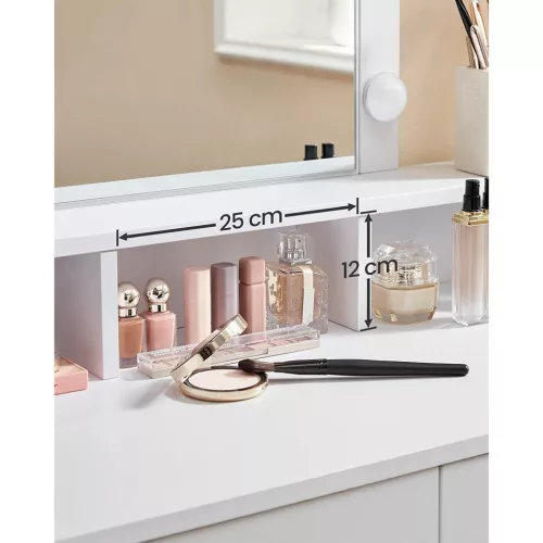 Fésülködőasztal, sminkasztal tükörrel fiókokkal, fehér 80x40x145cm