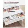 Fésülködőasztal, sminkasztal tükörrel fiókokkal, fehér 80x40x145cm