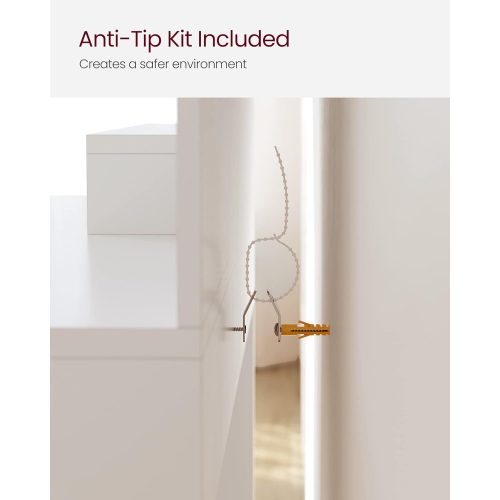 VASAGLE Sminkasztal, Sminkasztal, Kozmetikai asztal tükörrel, 1 fiókkal, 2 polccal, tároló