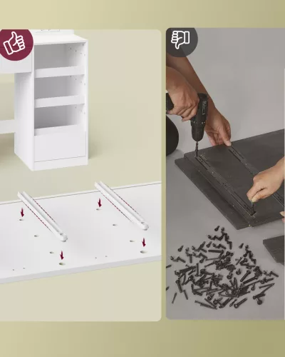 Fésülködőasztal LED világítással, tükörrel, beépített elosztóval, felhő fehér