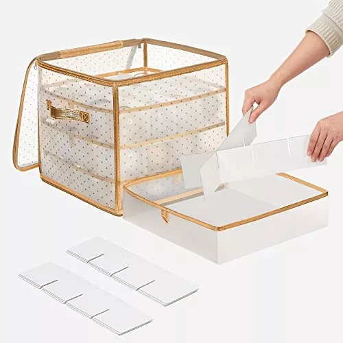 Karácsonyi dísztároló dobozok 2db, átlátszó, arany