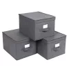 Összecsukható tárolódobozok 3 db, fedéllel, szövet, szürke