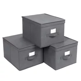   Összecsukható tárolódobozok 3 db, fedéllel, szövet, szürke
