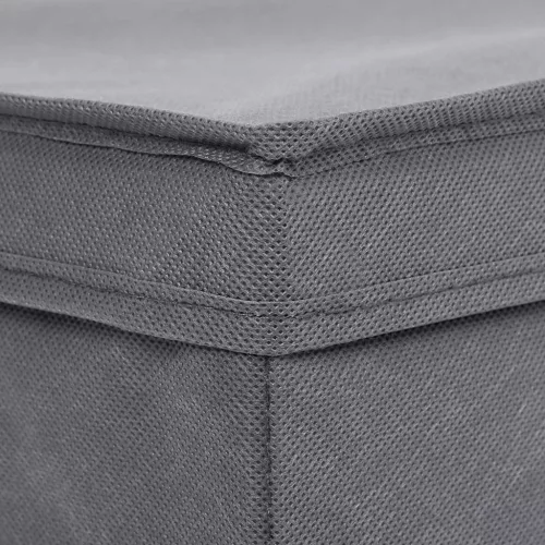 Összecsukható tárolódobozok 3 db, fedéllel, szövet, szürke