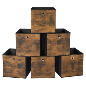   Összecsukható tárolódobozok 6 db, rusztikus barna és fekete 30x30x30cm