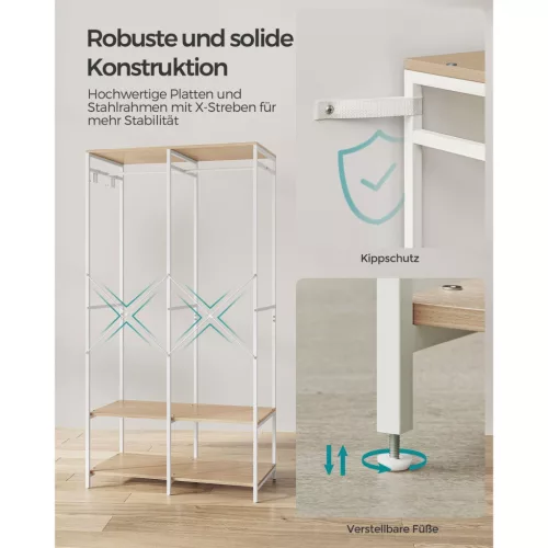 SONGMICS Hordozható Ruhásszekrény, Összecsukható Gardrób, Szabadon Álló