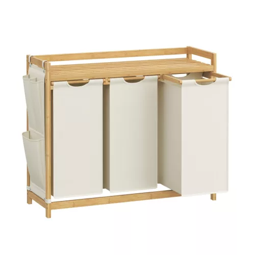 SONGMICS szennyestartó 3 rekesszel, szennyestároló kosár, akár 150 L-es kapacitással,