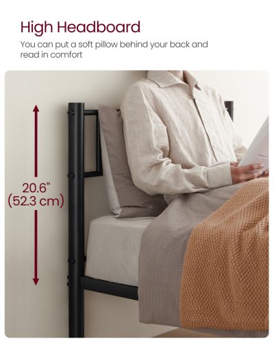 Egyszemélyes fém ágykeret, matrachoz, fekete, 197x90 cm