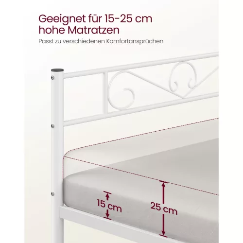 VASAGLE Egyszemélyes Ágykeret Fém Ágykeret 3ft x 7ft Méretű Matrachoz Vendégágy