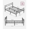 VASAGLE Kétszemélyes ágykeret Fém ágykeret, 140 x 190 cm-es matracokhoz, Felnőtteknek,
