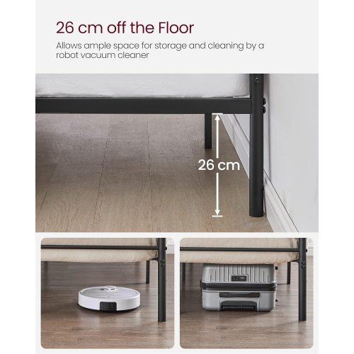 VASAGLE Kétszemélyes ágykeret Fém ágykeret, 140 x 190 cm-es matracokhoz, Felnőtteknek,