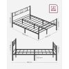 VASAGLE Kétszemélyes ágykeret Fém ágykeret, 140 x 190 cm-es matracokhoz, Felnőtteknek,