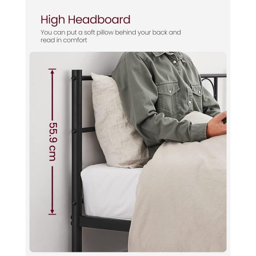 VASAGLE Kétszemélyes ágykeret Fém ágykeret, 140 x 190 cm-es matracokhoz, Felnőtteknek,