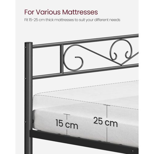 VASAGLE Kétszemélyes ágykeret Fém ágykeret, 140 x 190 cm-es matracokhoz, Felnőtteknek,