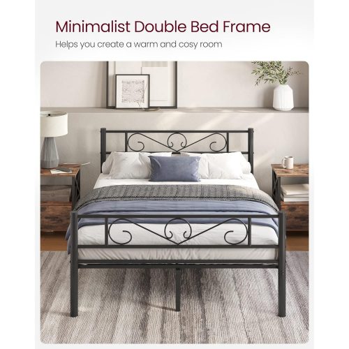 VASAGLE Kétszemélyes ágykeret Fém ágykeret, 140 x 190 cm-es matracokhoz, Felnőtteknek,