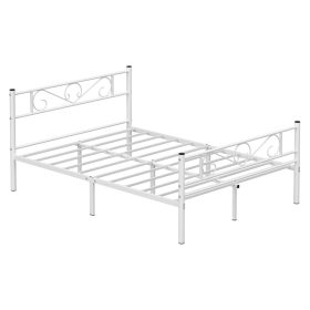 VASAGLE RMB063W01 Kétszemélyes Ágykeret Fém Ágykeret 140 x 190 cm-es Matrachoz,