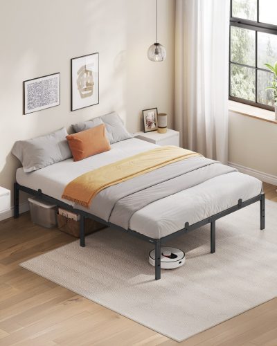 Fém ágykeret, 140x190 cm matrachoz, tárolóhellyel, fekete