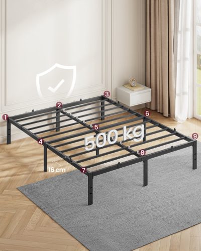 Fém ágykeret, 140x190 cm matrachoz, tárolóhellyel, fekete
