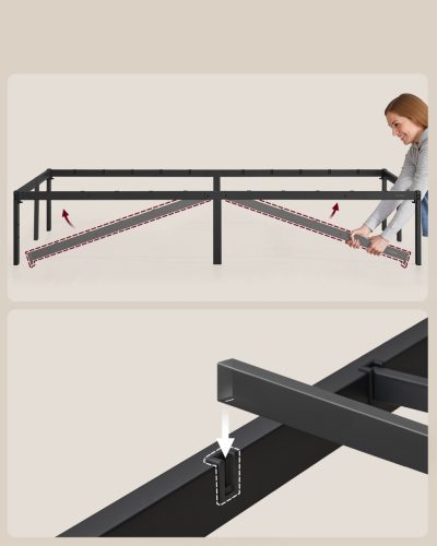 Fém ágykeret, 140x190 cm matrachoz, tárolóhellyel, fekete