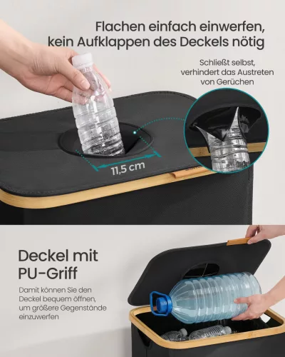 Szelektív hulladékgyűjtő pet palackoknak, 100 L, fekete