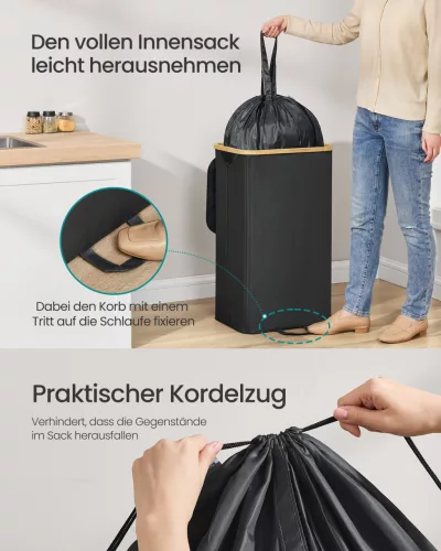 Szelektív hulladékgyűjtő pet palackoknak, 100 L, fekete