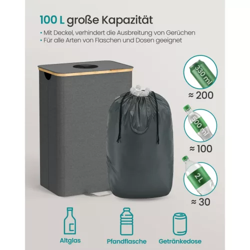 Szelektív hulladékgyűjtő pet palackoknak, 100 L, szürke