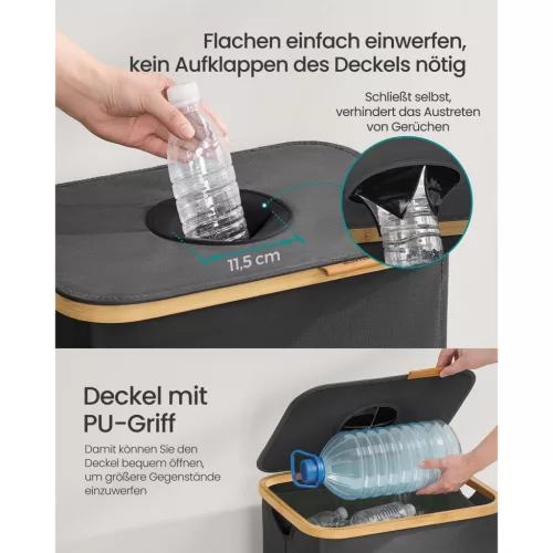 Szelektív hulladékgyűjtő pet palackoknak, 100 L, szürke