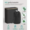 Palackgyűjtő, szelektív hulladékgyűjtő, 140 l, fedeles, bambuszszegéllyel, fekete