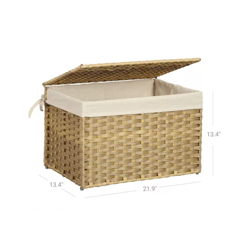 Rattan stílusú tárolódoboz, 65L, dekoratív, természetes