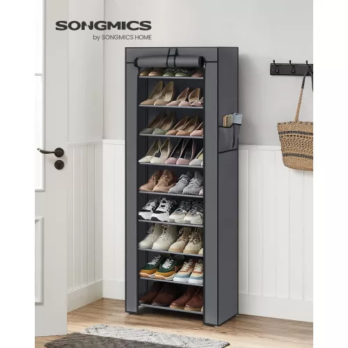 SONGMICS 10 szintes cipőtároló szekrény akár 27 pár cipőnek, álló tároló 58 x 28 x 160 cm