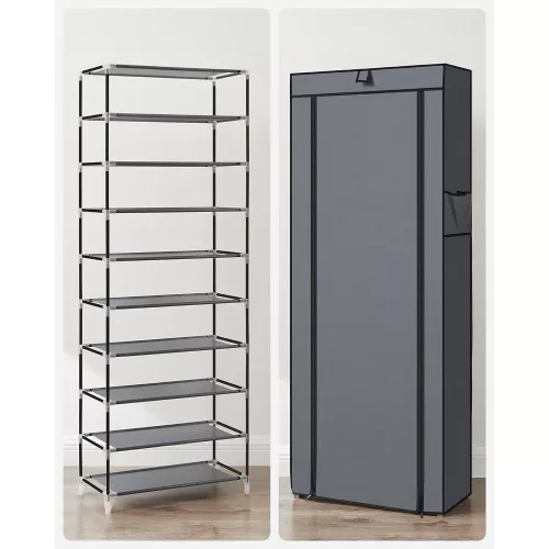 SONGMICS 10 szintes cipőtároló szekrény akár 27 pár cipőnek, álló tároló 58 x 28 x 160 cm