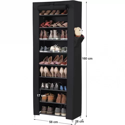 SONGMICS 10 szintes szövetes állvány, cipőtároló, nagy kapacitás, könnyű összeszerelés,