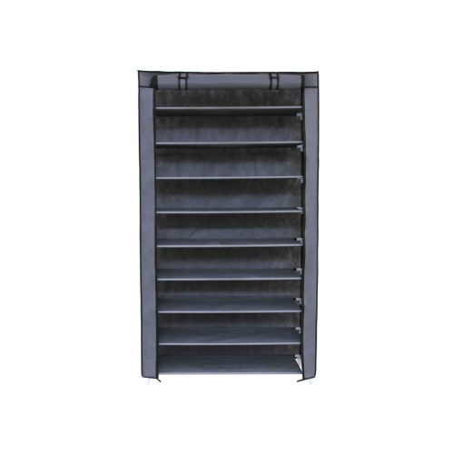 Cipőtartó szekrény, 10 szintes, porvédő borítással, szürke 88x28x160cm